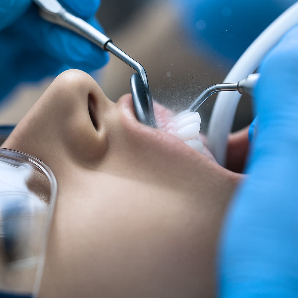 Dental procedure with waterline spray